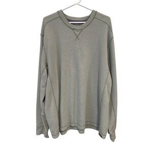 Eddie Bauer Thermal Top Size 2XL Crewneck Long Sleeve Waffle Knit Pullover Green